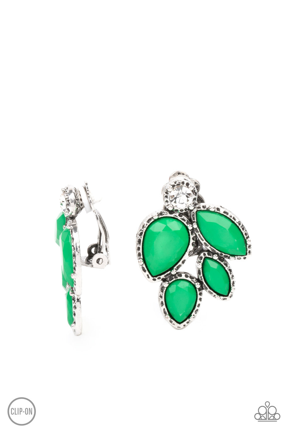Fancy Foliage - green - Paparazzi CLIP ON earrings