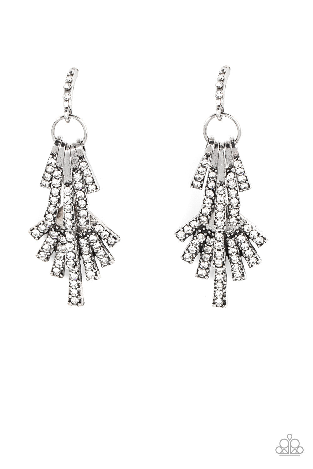 Fan of Glam - white - Paparazzi earrings