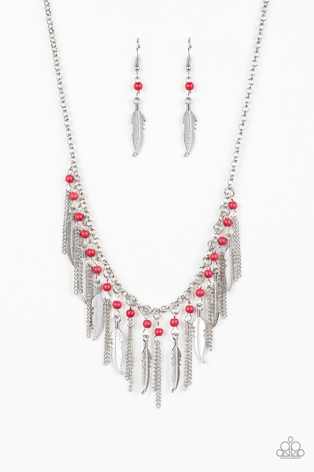 Feathered Ferocity - red - Paparazzi necklace
