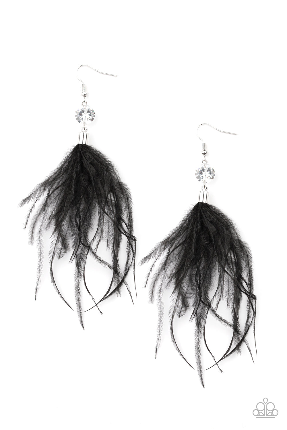 Feathered Flamboyance - black - Paparazzi earrings