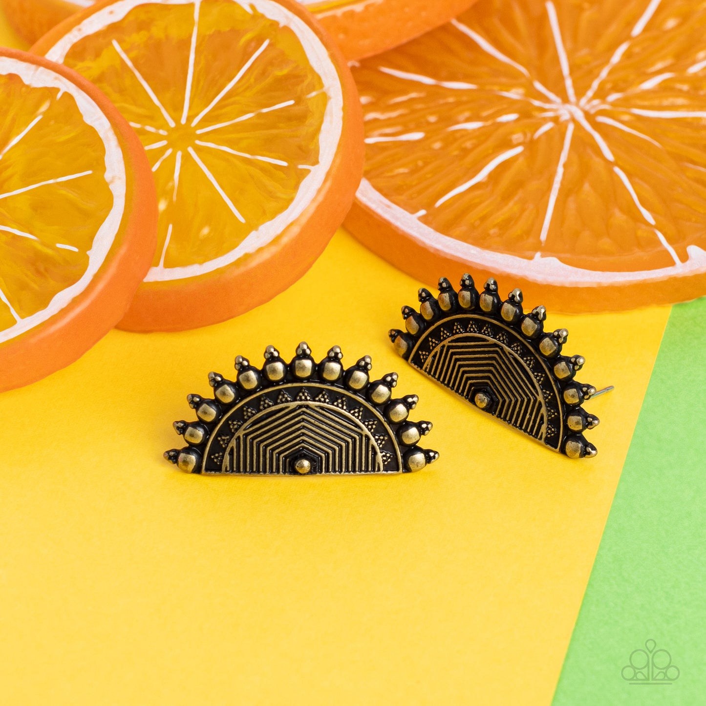 Fiercely Fanned Out - brass - Paparazzi earrings