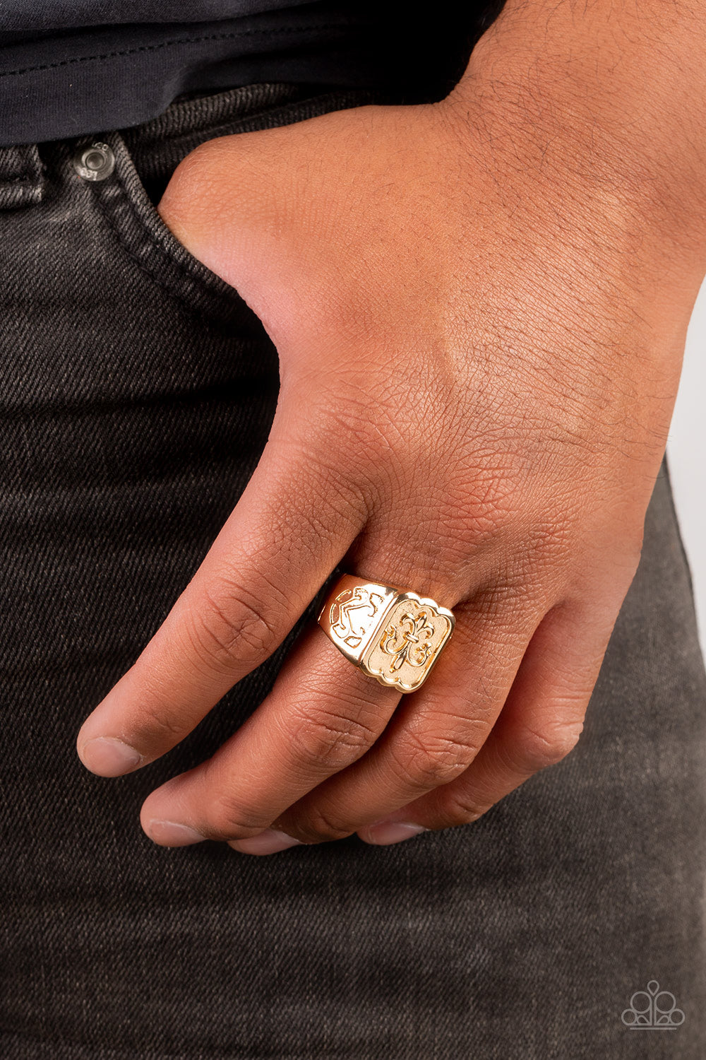 Fiercely Fleur-De-Lis gold Paparazzi MENS ring – JewelryBlingThing