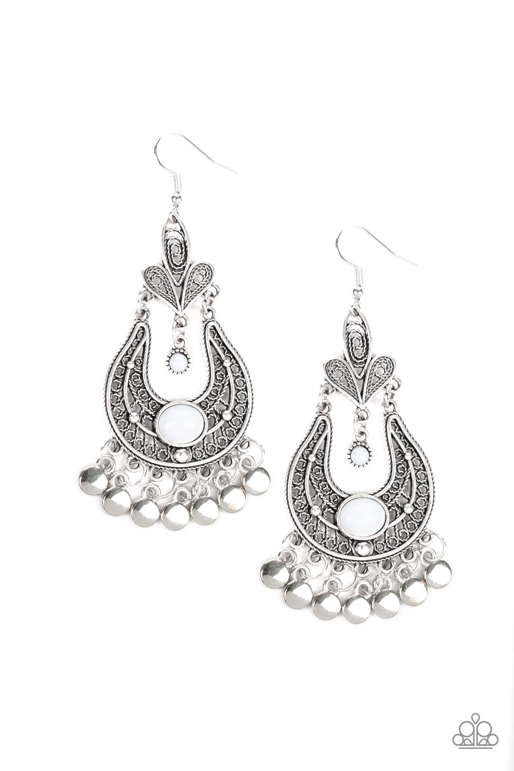 Fiesta Flair - white - Paparazzi earrings