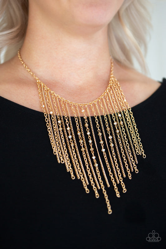 First Class Fringe - gold - Paparazzi necklace