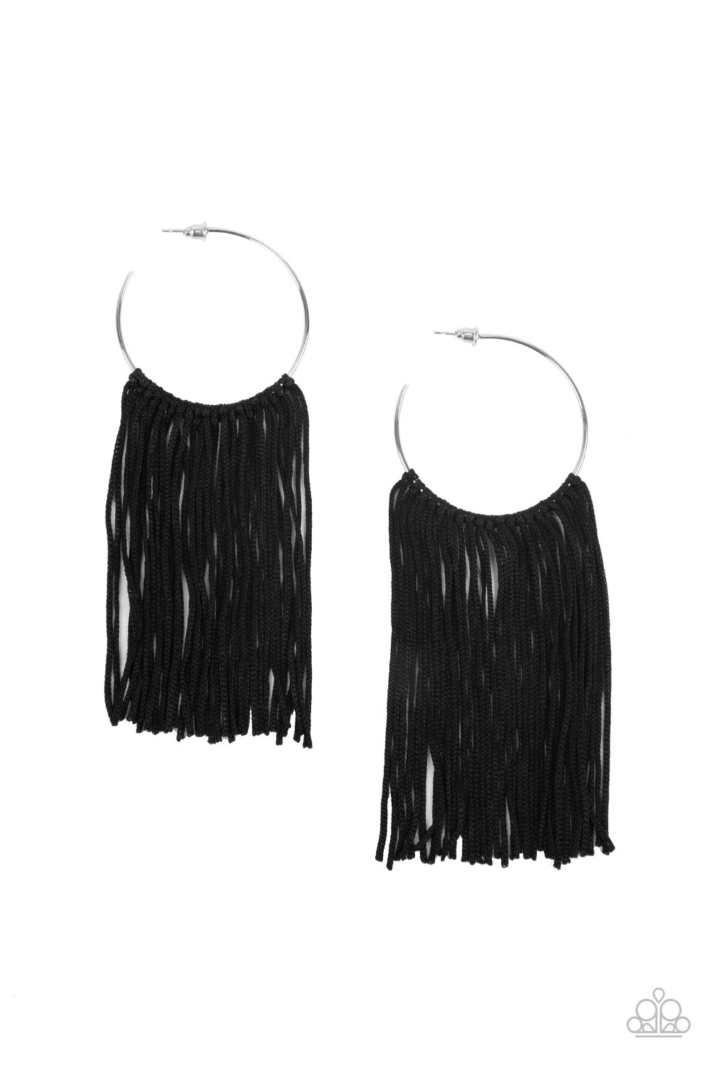 Flauntable Fringe - black - Paparazzi earrings