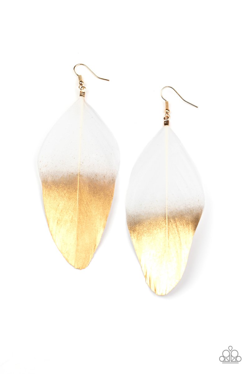 Fleek Feathers - white - Paparazzi earrings