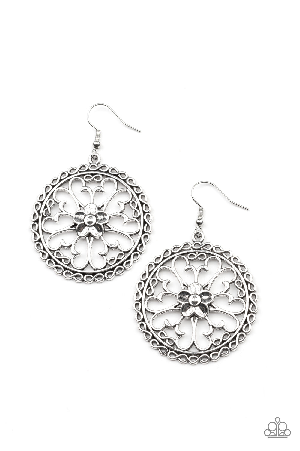 Floral Fortunes - silver - Paparazzi earrings