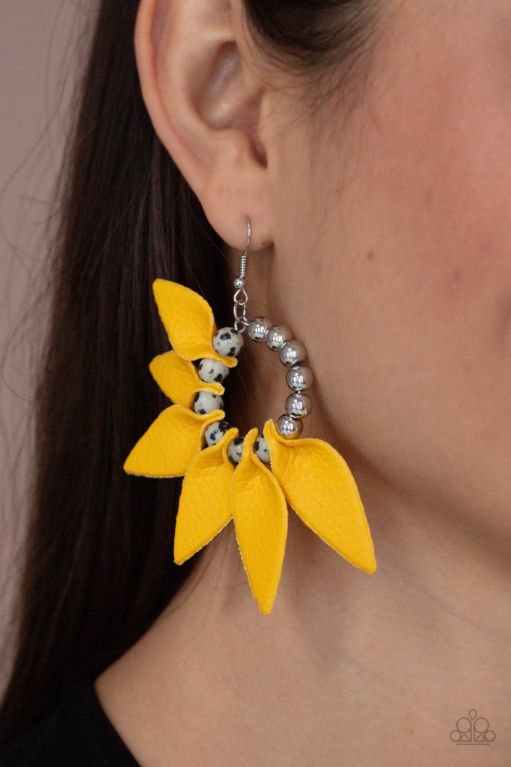 Brightly Blooming - Yellow Earrings - Paparazzi Accessories