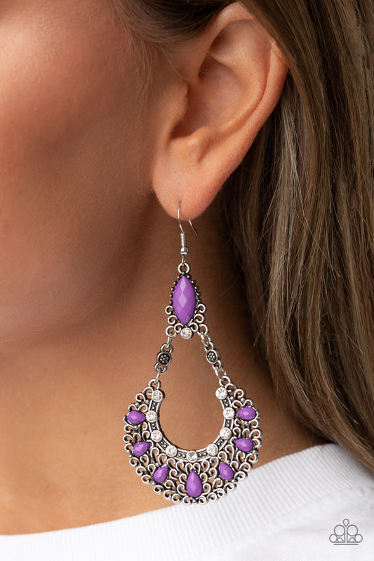 Fluent in Florals - purple - Paparazzi earrings