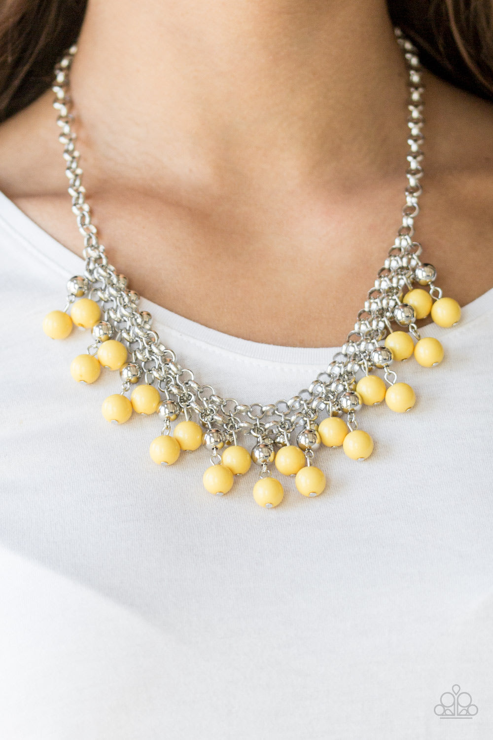 Friday Night Fringe - yellow - Paparazzi necklace