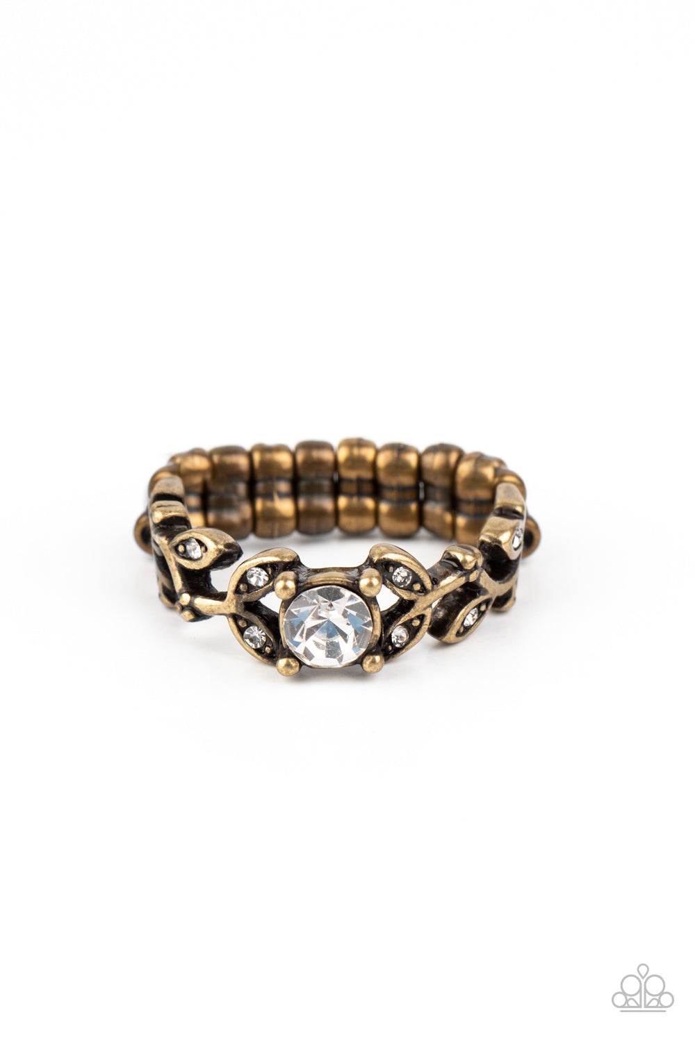 Frosted Flower Beds - brass - Paparazzi ring