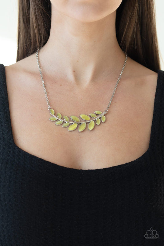 Frosted Foliage-yellow-Paparazzi necklace