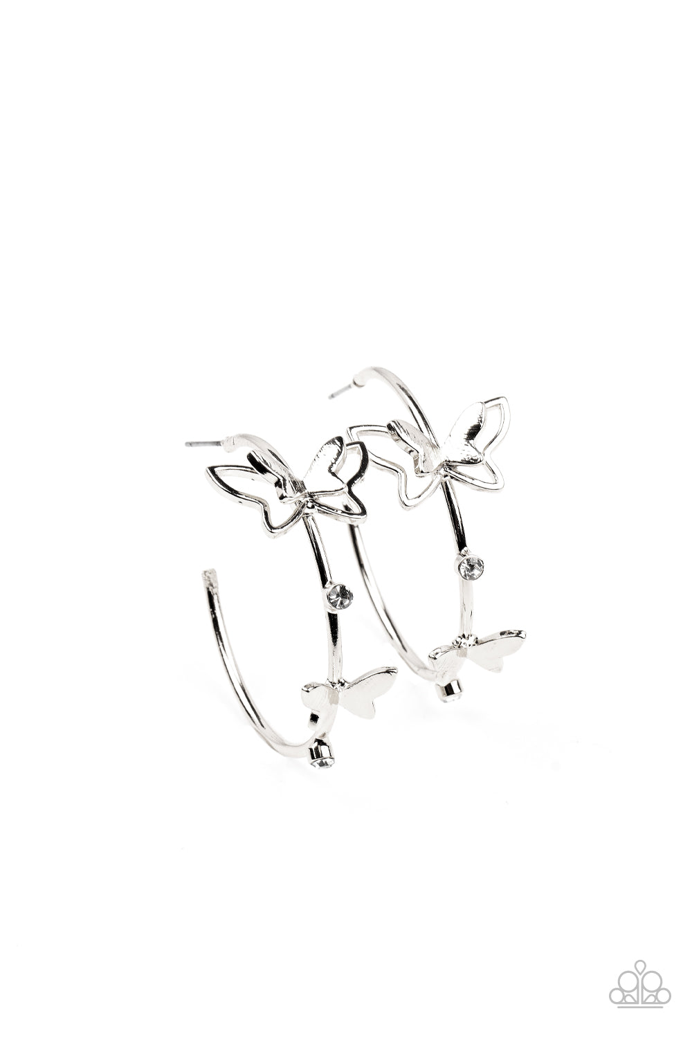 Full Out Flutter - white - Paparazzi earrings