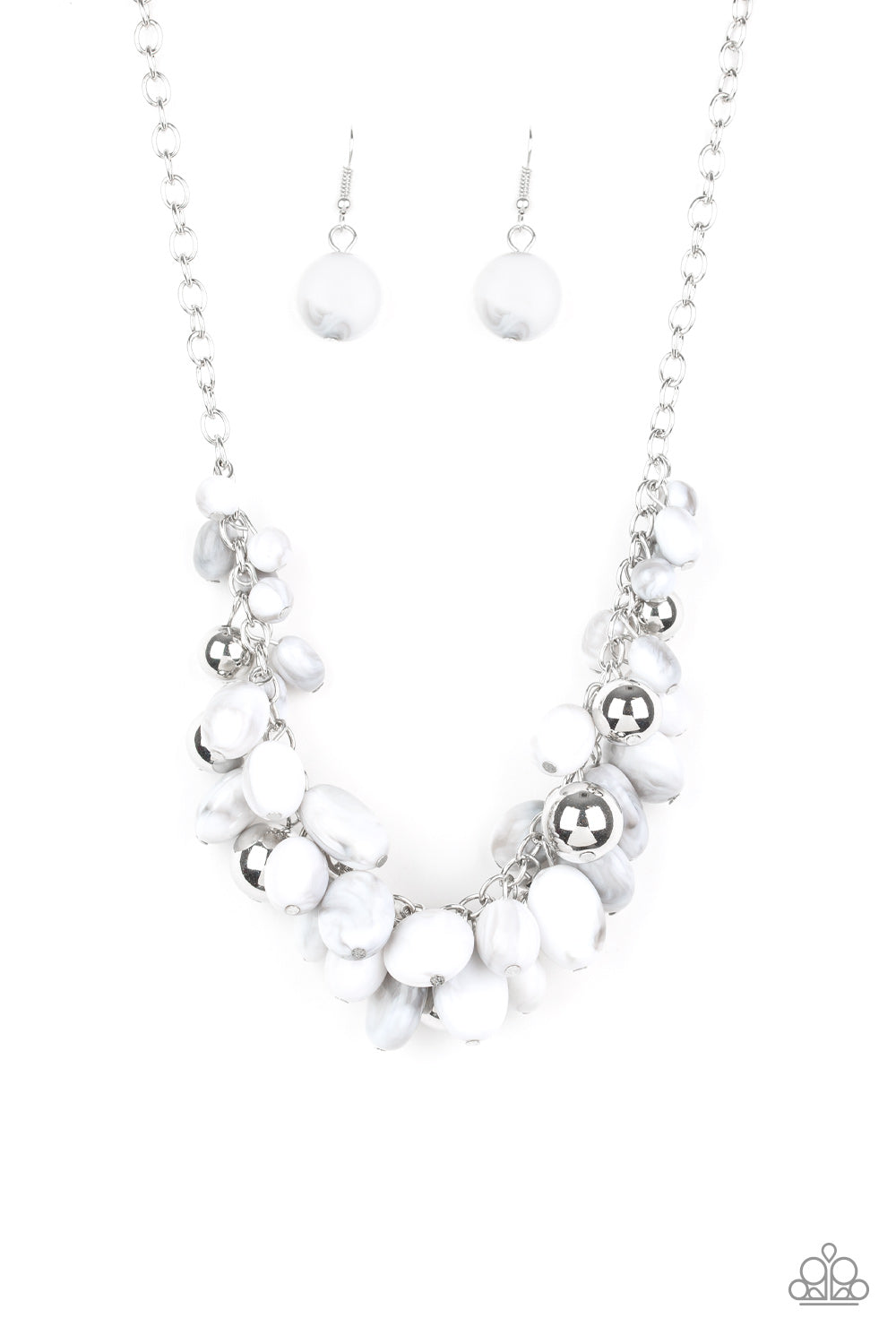 Full Out Fringe - white - Paparazzi necklace