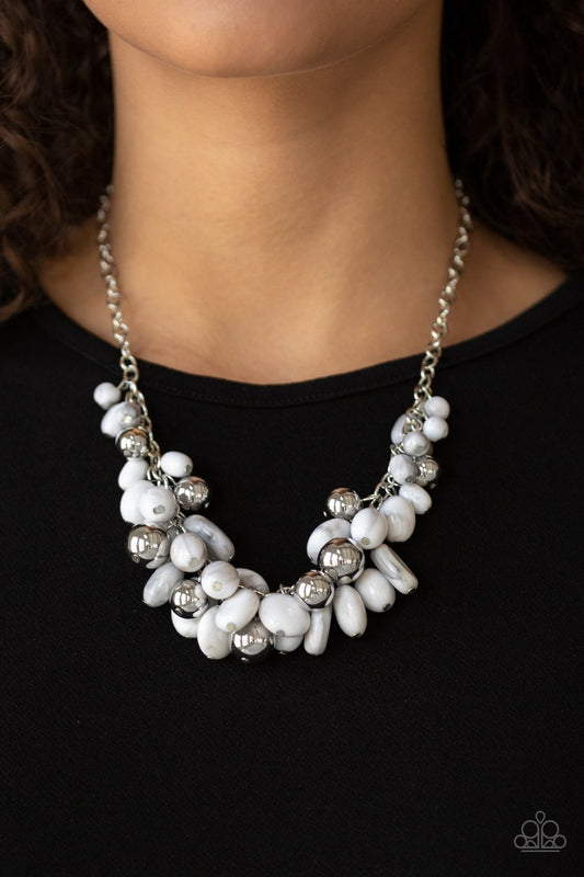 Full Out Fringe - white - Paparazzi necklace