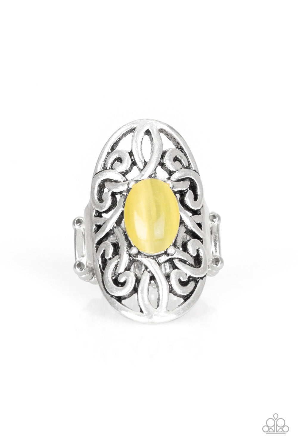 GLEAM Big - yellow - Paparazzi ring