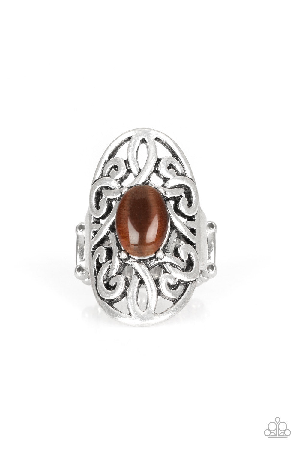 GLEAM Big - brown - Paparazzi ring