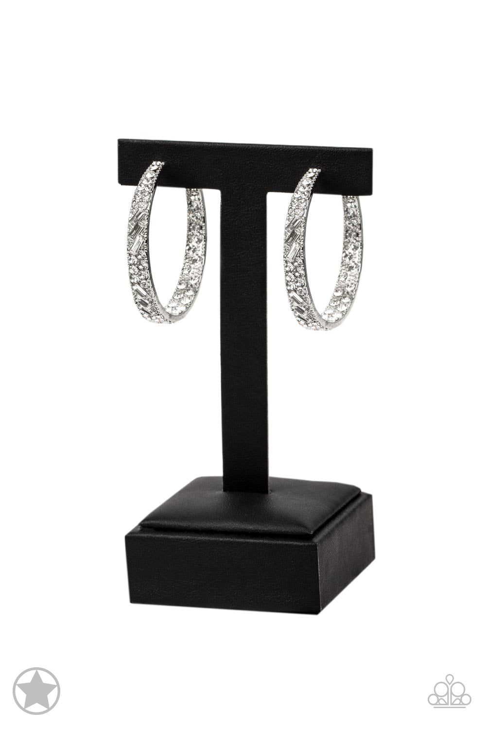 GLITZY by Association - white - Paparazzi hoop earrings