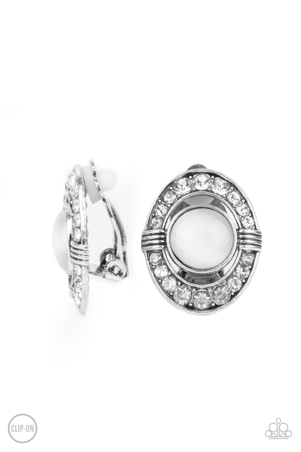 GLOW of Force - white - Paparazzi CLIP ON earrings