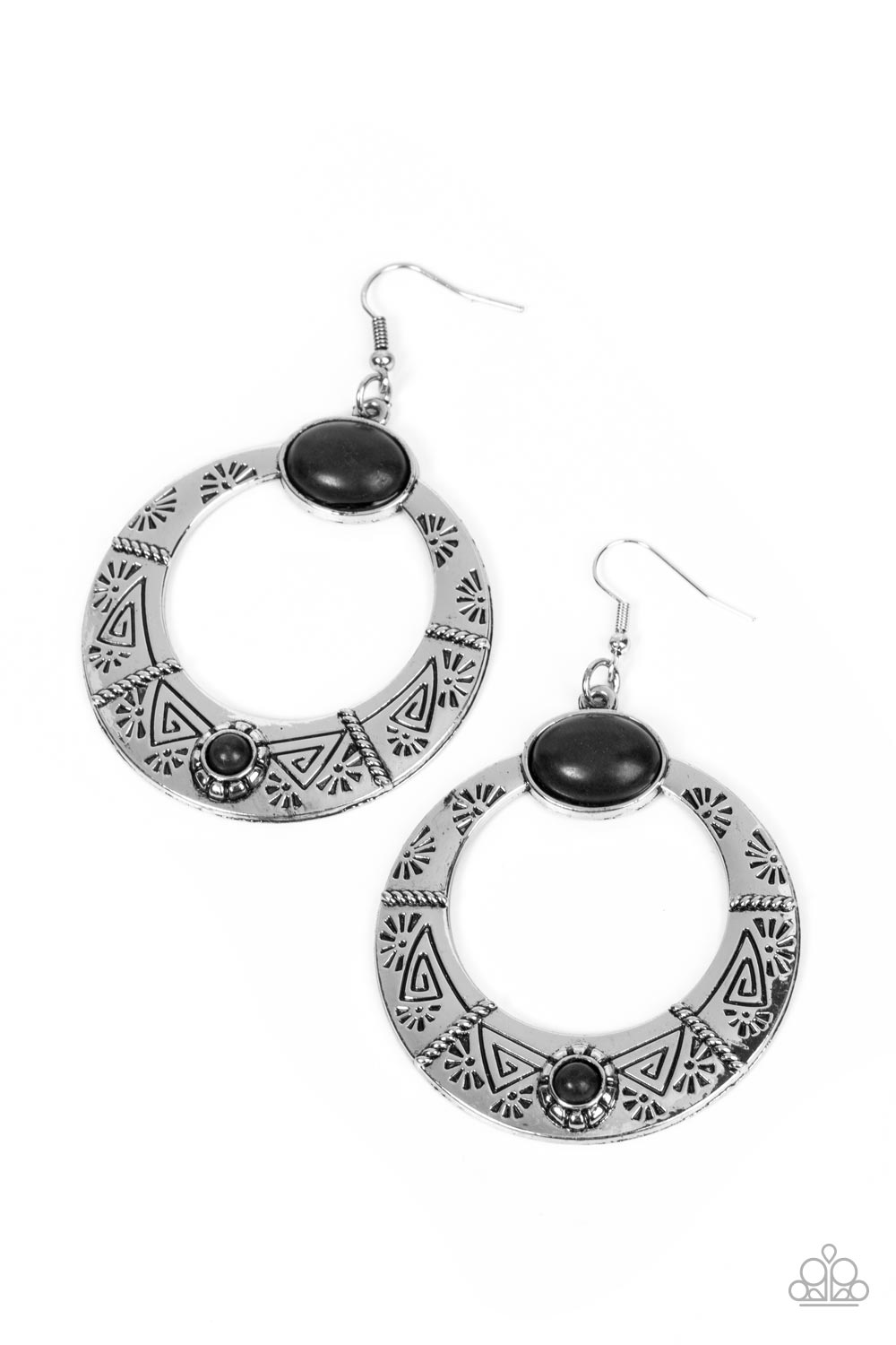 Garden Glyphs - black - Paparazzi earrings