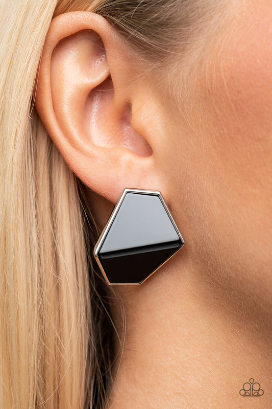 Generically Geometric - black - Paparazzi earrings