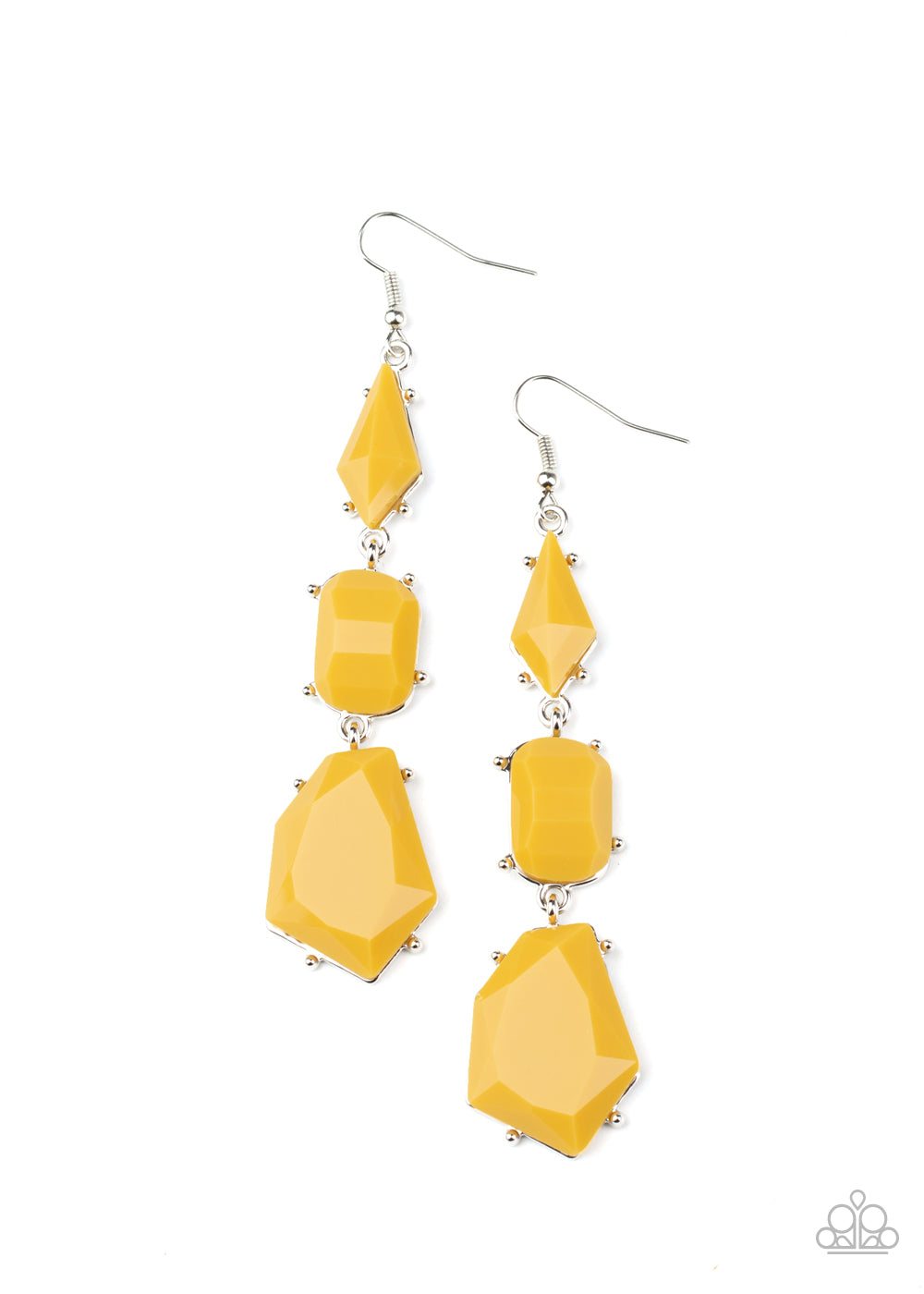 Geo Getaway - yellow - Paparazzi earrings