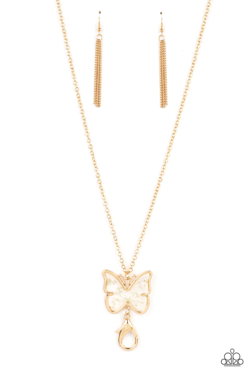 Gives Me Butterflies - gold - Paparazzi LANYARD necklace
