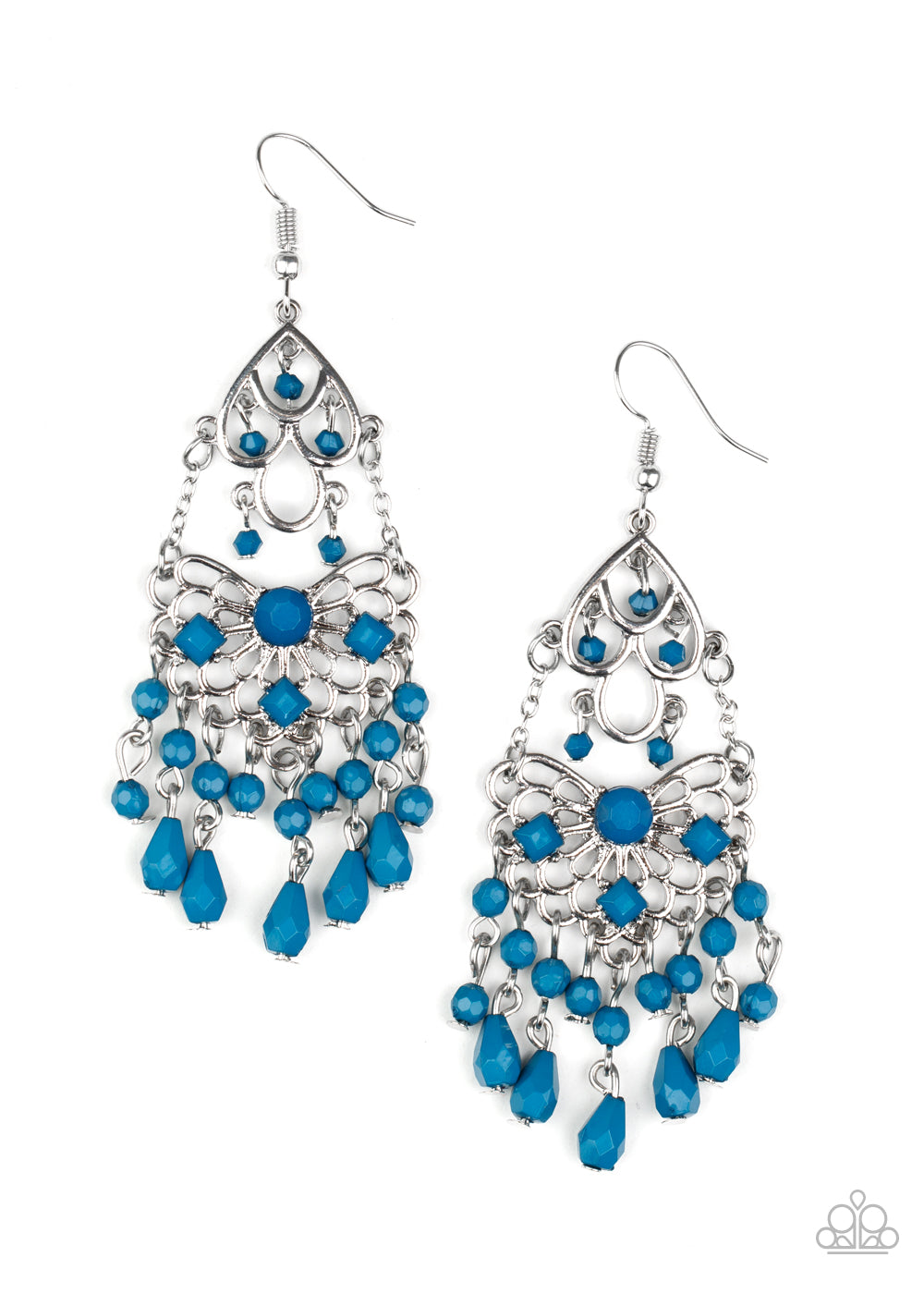 Glass Slipper Glamour - blue - Paparazzi earrings