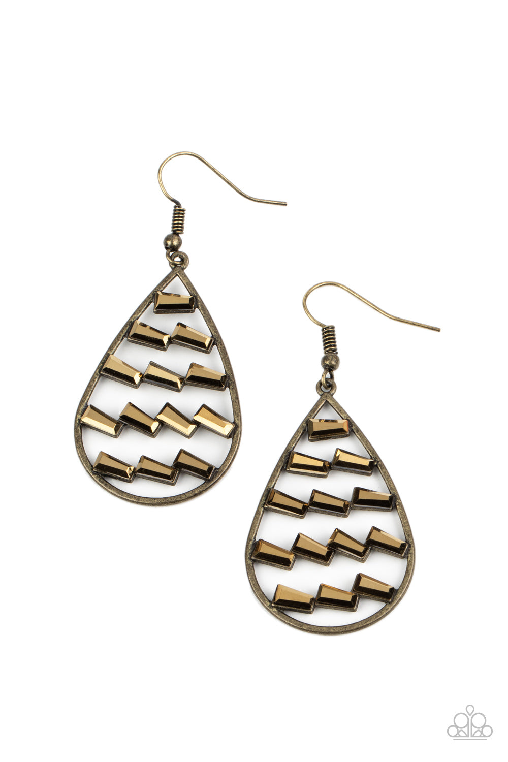 Glitzy Grit - brass - Paparazzi earrings