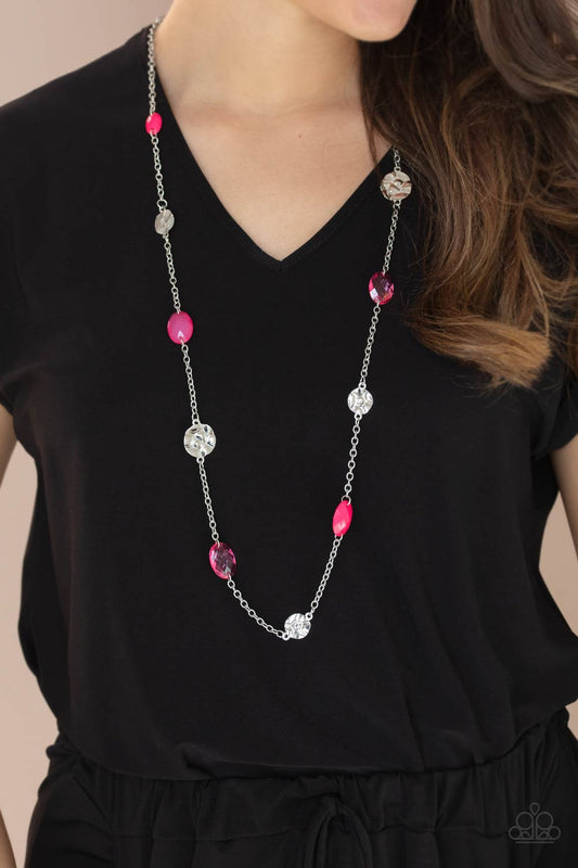 Glossy Glamorous - pink - Paparazzi necklace