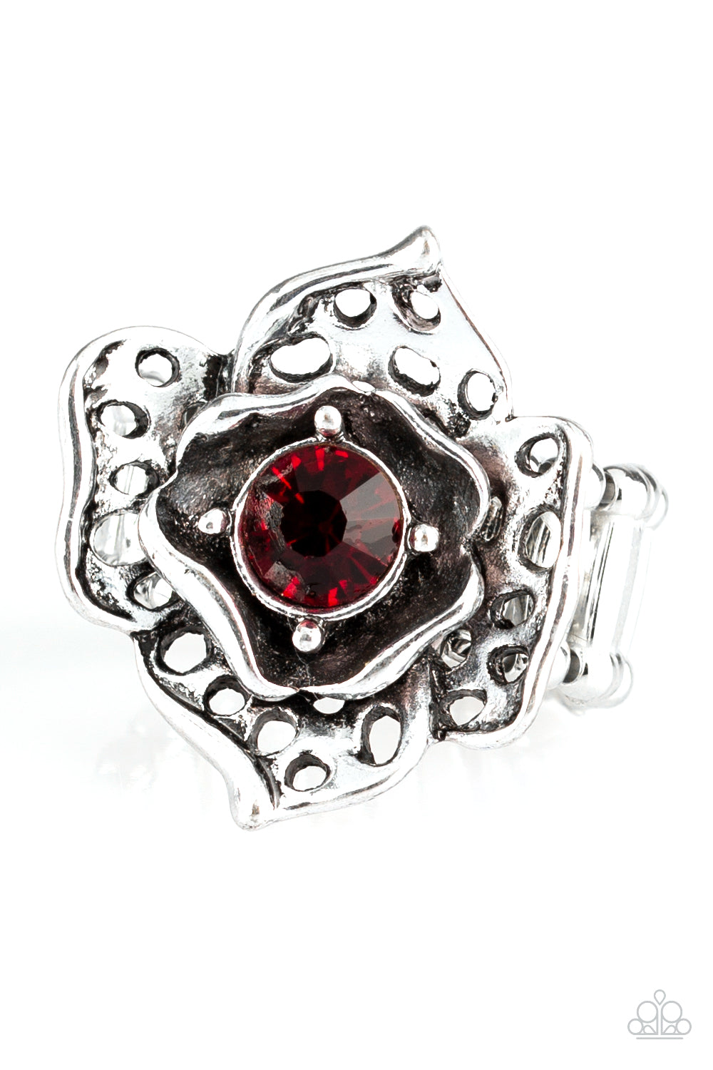 Glowing Gardens - red - Paparazzi ring