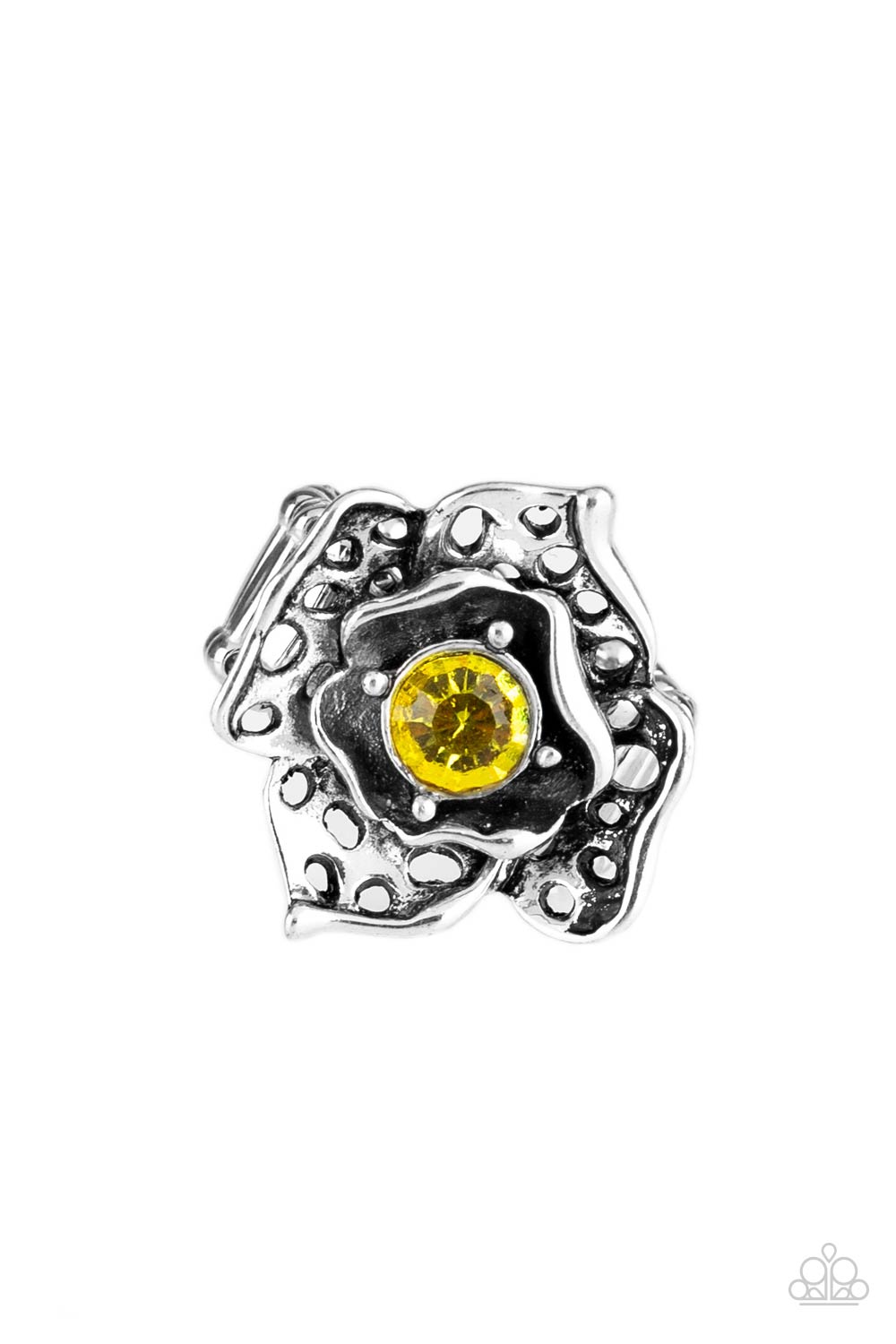 Glowing Gardens - yellow - Paparazzi ring