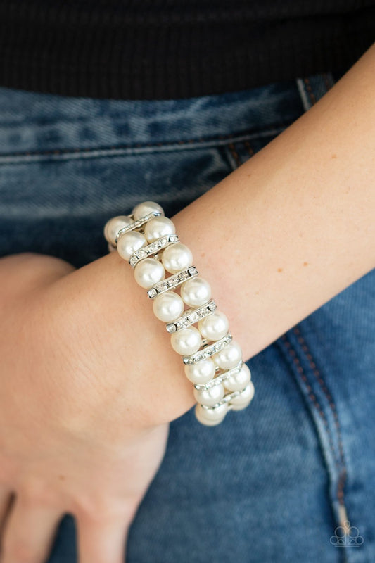 Glowing Glam-white-Paparazzi bracelet