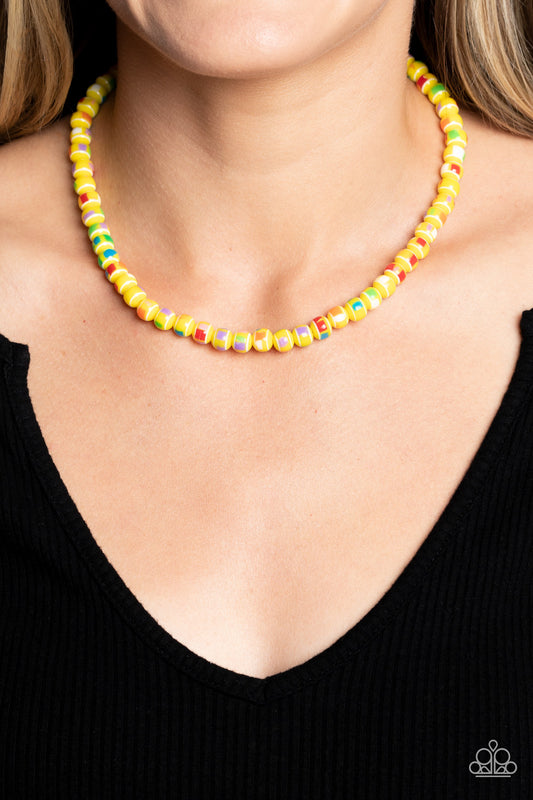 Gobstopper Glamour - yellow - Paparazzi necklace