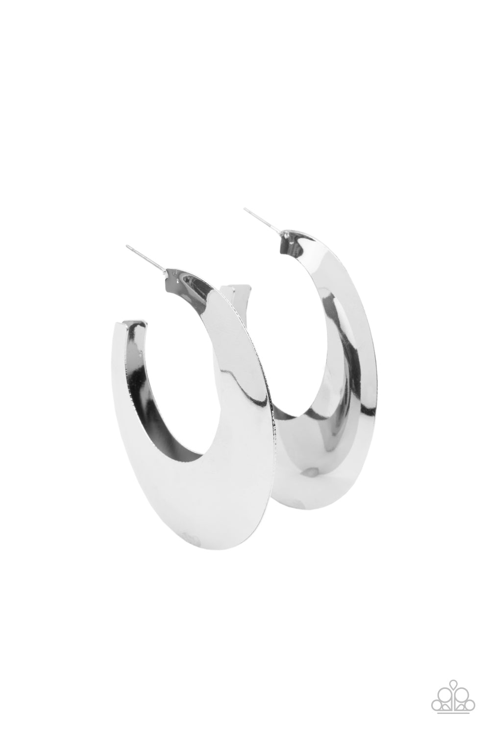 Going OVAL-board - silver - Paparazzi earrings