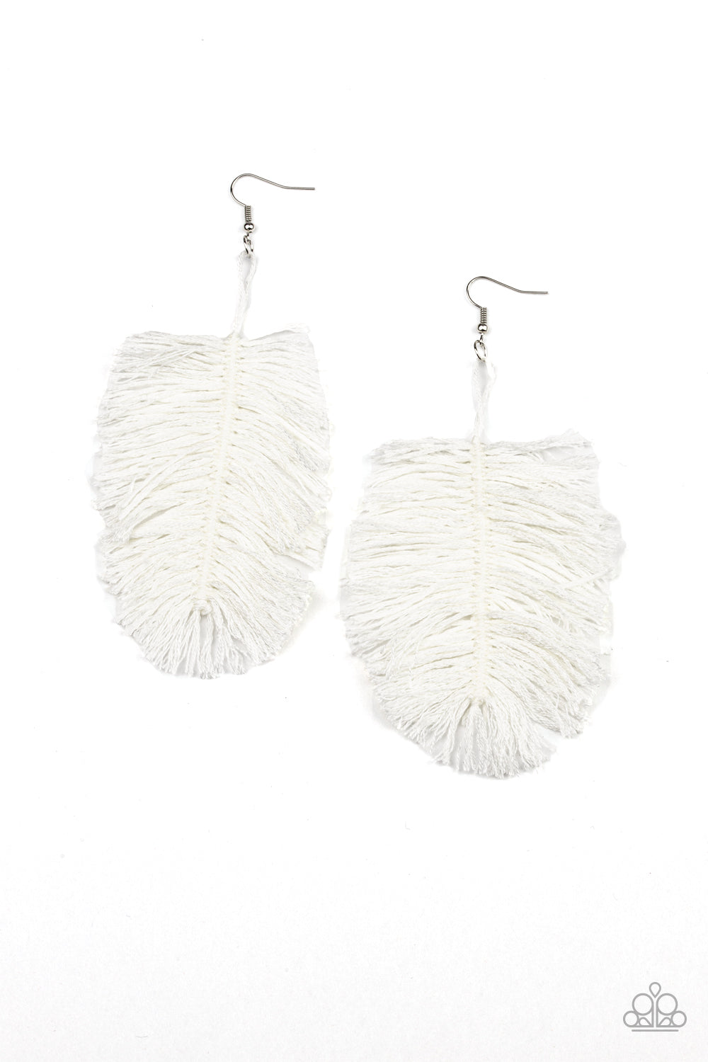 Hanging By A Thread - white - Paparazzi earrings