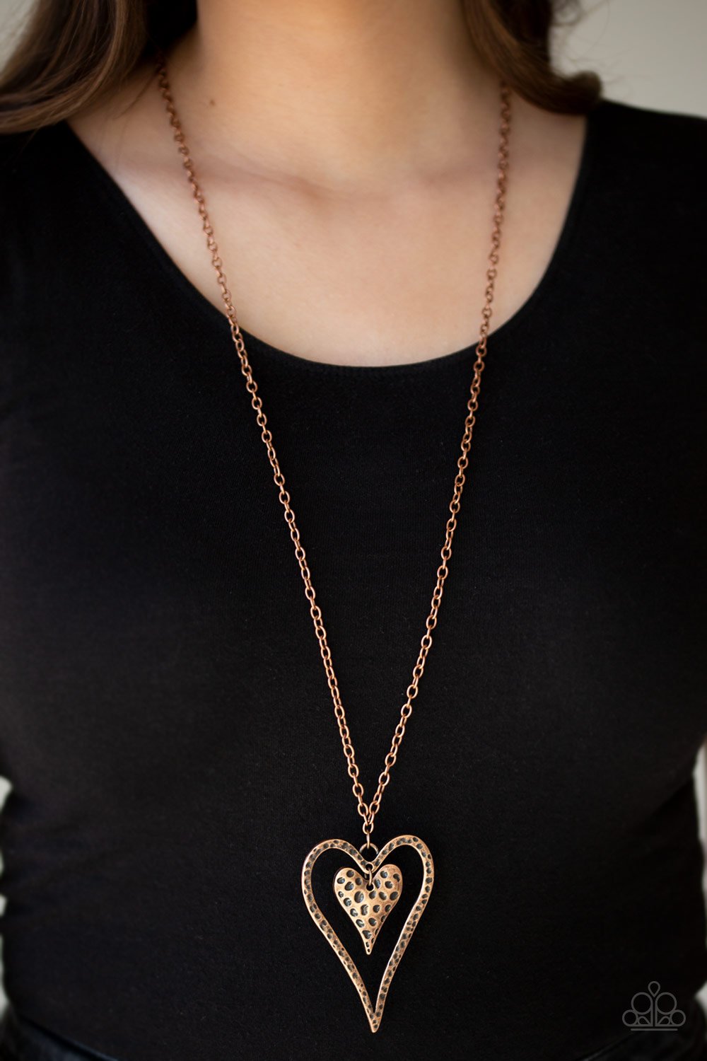 Hardened Hearts-copper-Paparazzi necklace