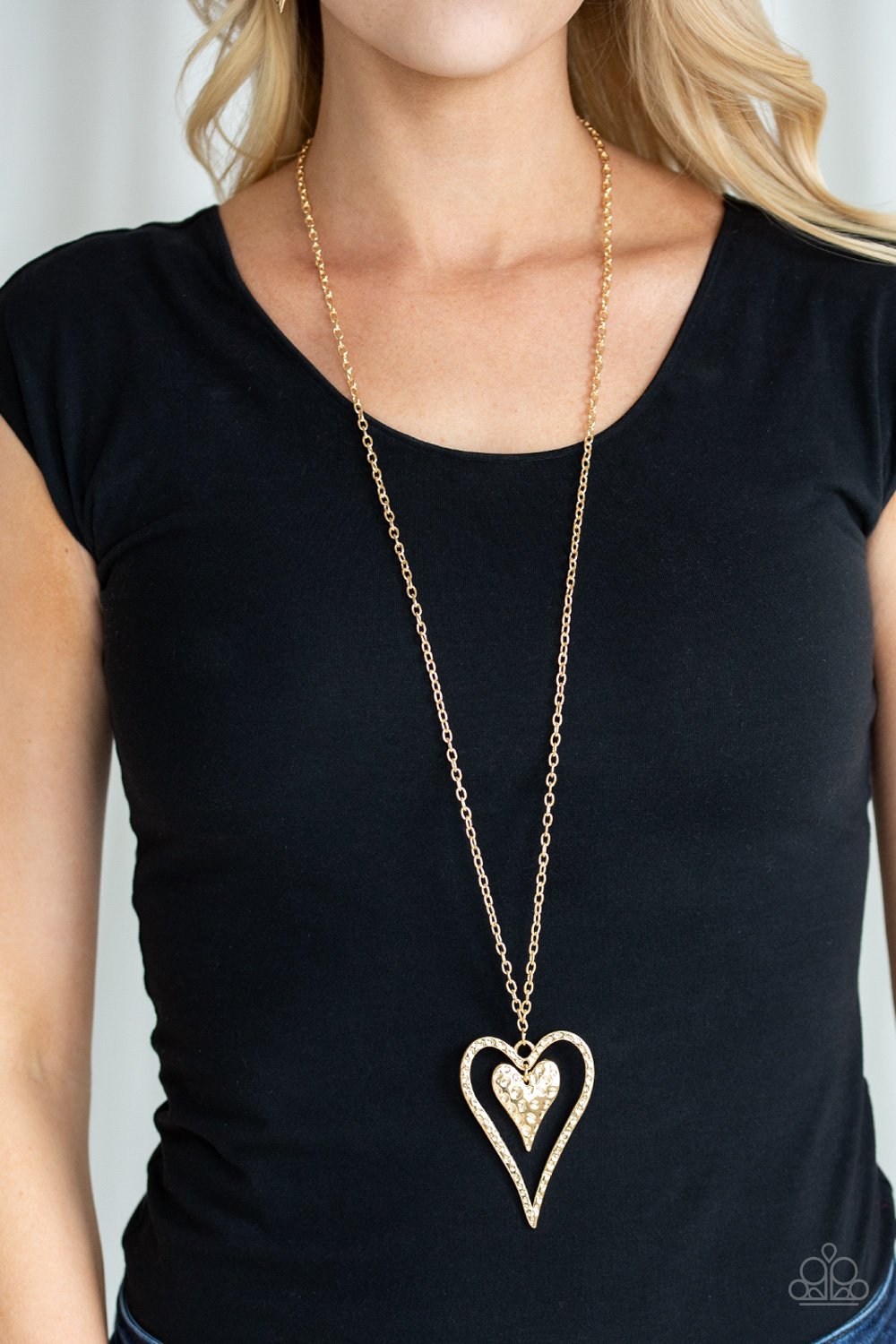Hardened Hearts-gold-Paparazzi necklace