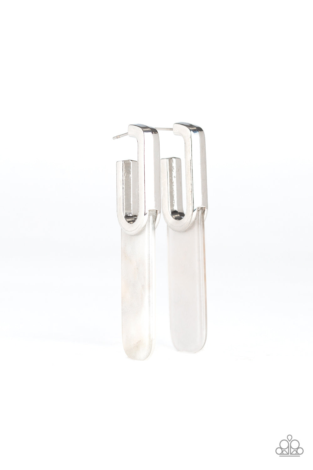 HAUTE Off the Press - silver - Paparazzi earrings