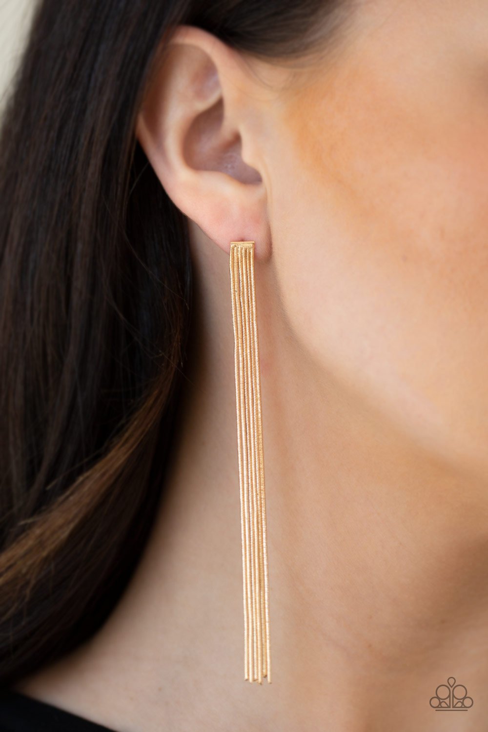 Head to Toe Dazzle-gold-Paparazzi earrings