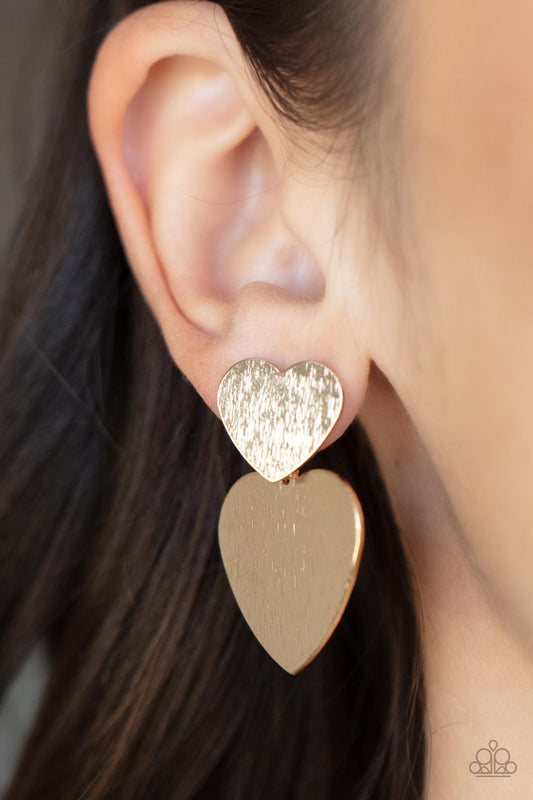 Heart-Racing Refinement - gold - Paparazzi earrings