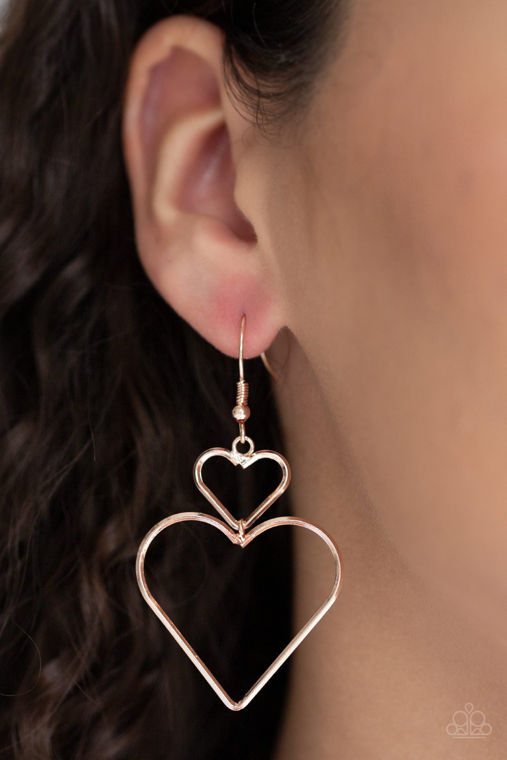 Heartbeat Harmony-rose gold-Paparazzi earrings