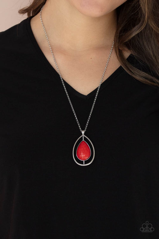 Here Today, PATAGONIA Tomorrow - red - Paparazzi necklace