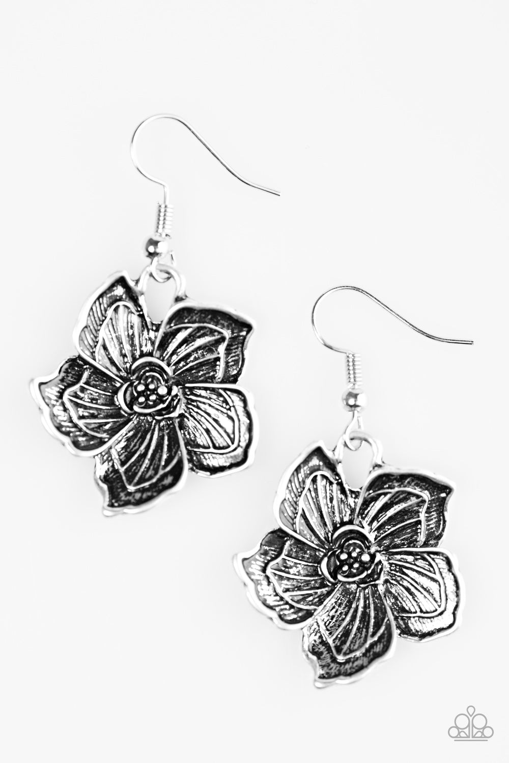 Hibiscus Grove - Silver - Paparazzi earrings