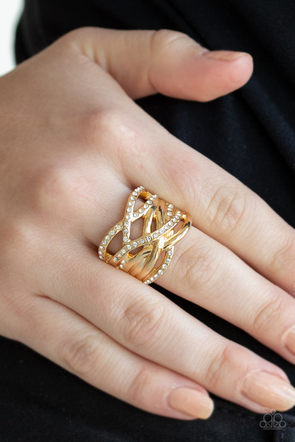 High Rollin-gold-Paparazzi ring
