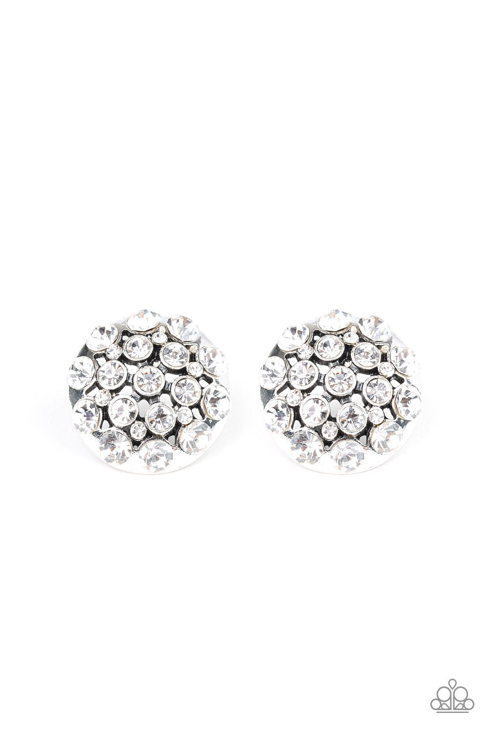 Hollywood Drama - white - Paparazzi earrings