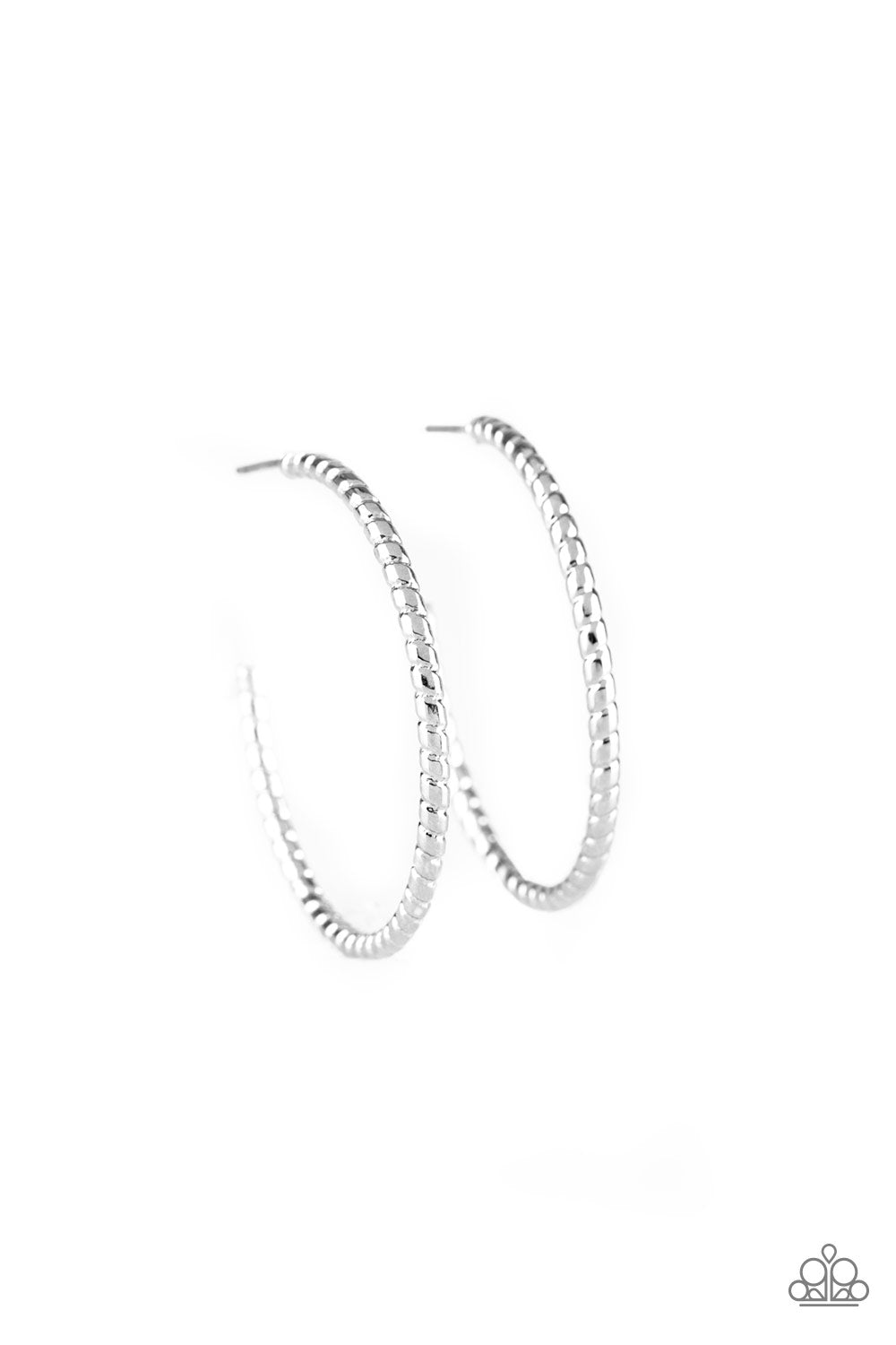 Hoop, Line and Sinker - silver - Paparazzi earrings