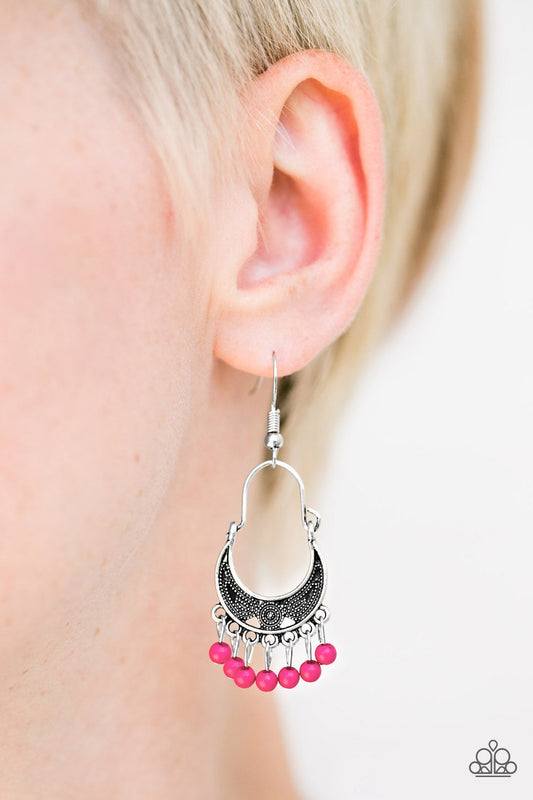 Hopelessly Houston-pink-Paparazzi earrings