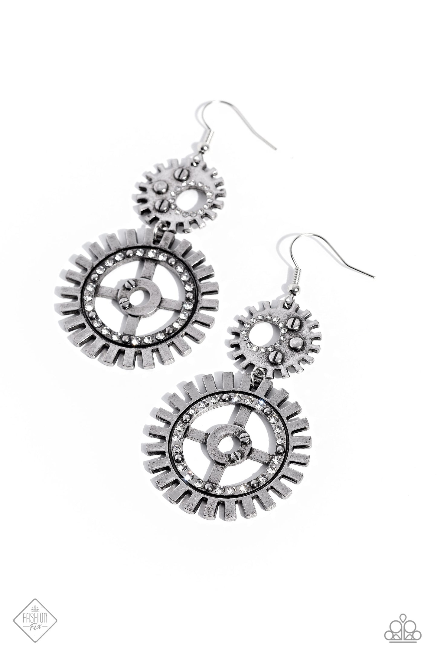 I Have a STEAMPUNK - white - Paparazzi earrings