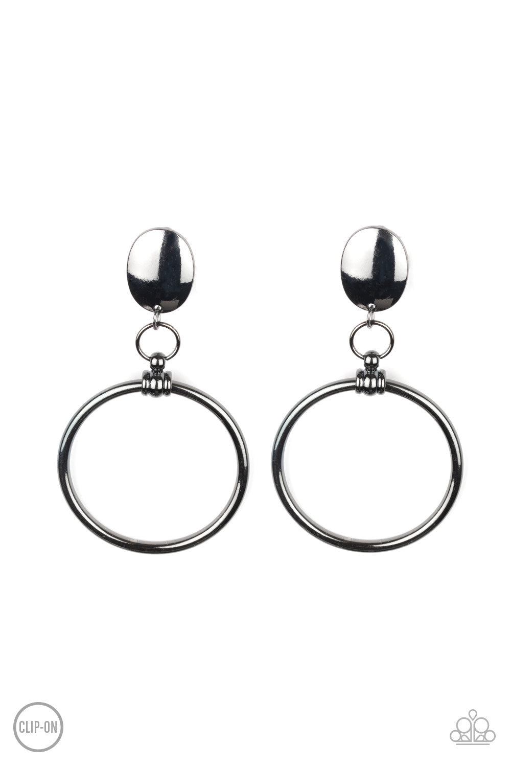 Jumping Through Hoops - black - Paparazzi CLIP ON earrings